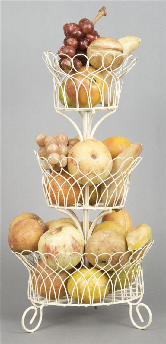 Appraisal: Collection of Carved Alabaster Fruit comprising grapes bananas apples and