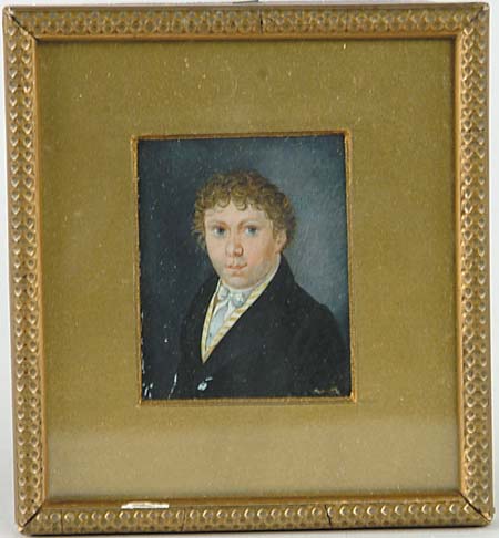 Appraisal: MINIATURE ON IVORY OF GENTLEMAN Paper on back indicates Austrian