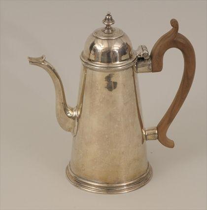 Appraisal: George I Silver Coffee Pot London body and lid marked