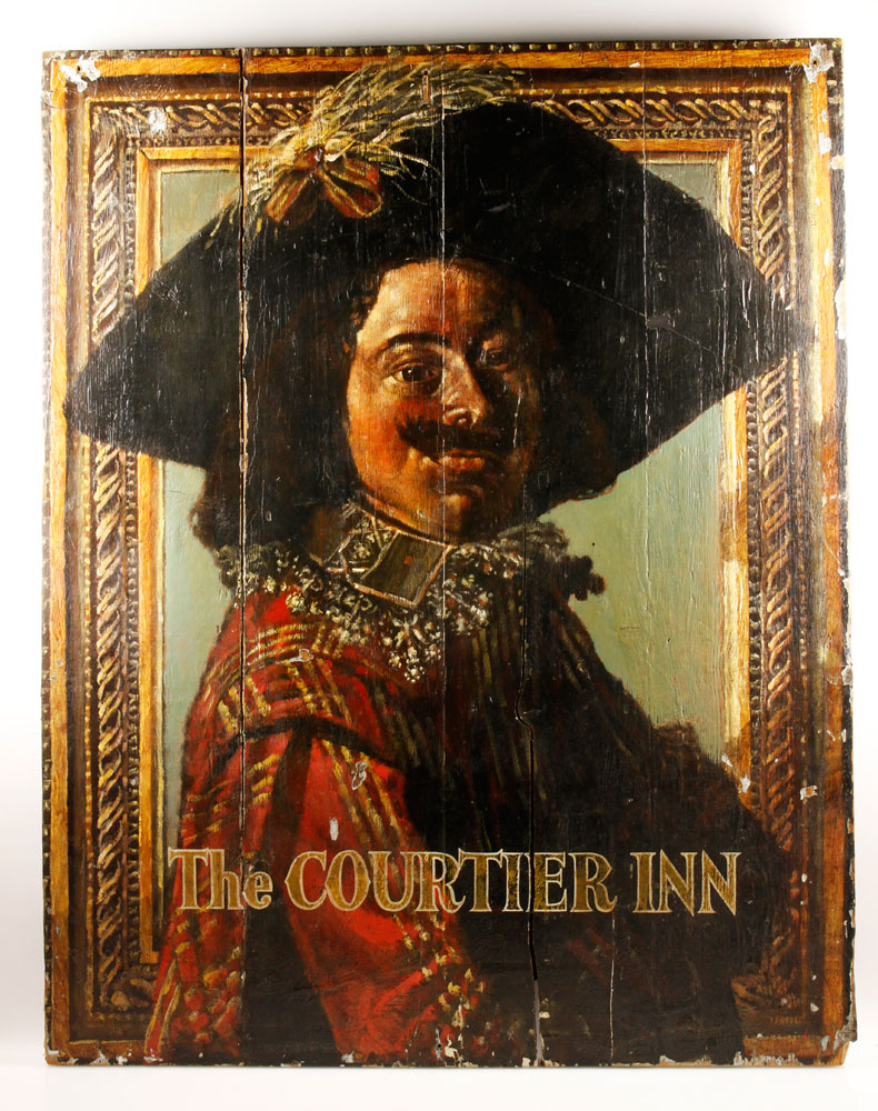 Appraisal: - English Courtier Inn Sign English Courtier Inn sign handpainted