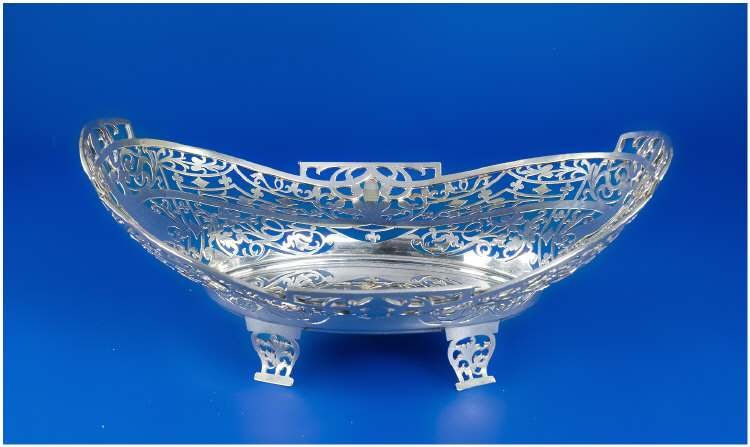 Appraisal: Silver Pierced Bread Basket Of Oval Form With Stylised Floral