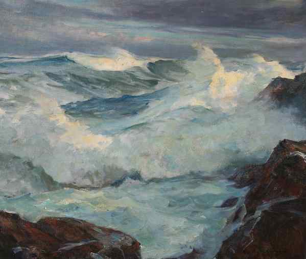 Appraisal: GRUPPE Emile Albert American - ''Offshore Winds Bass Rocks'' OIL