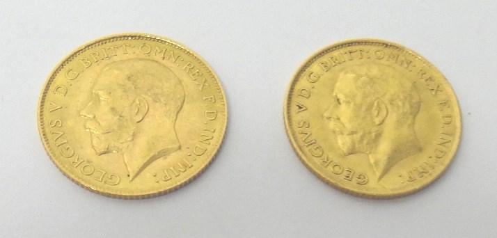 Appraisal: Two George V half sovereigns and