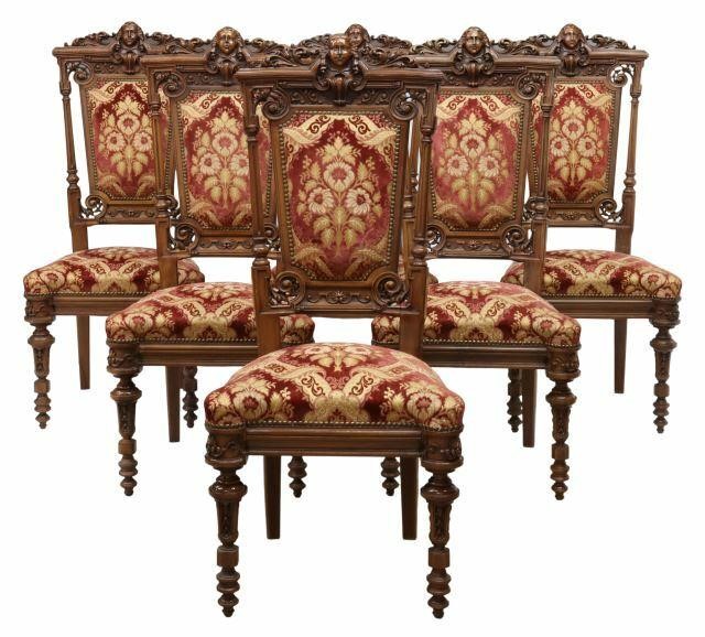 Appraisal: lot of Italian Renaissance style figural carved dining chairs th