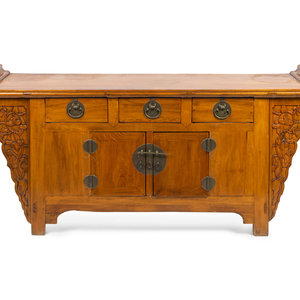 Appraisal: A Chinese Elmwood Altar Coffer Cabinet LATE TH EARLY TH