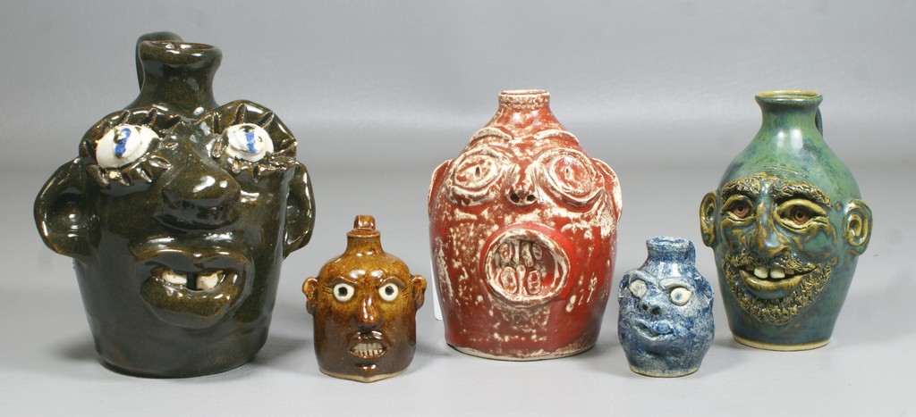 Appraisal: miniature Southern folk pottery face jugs Marie Rogers Cindy Cole