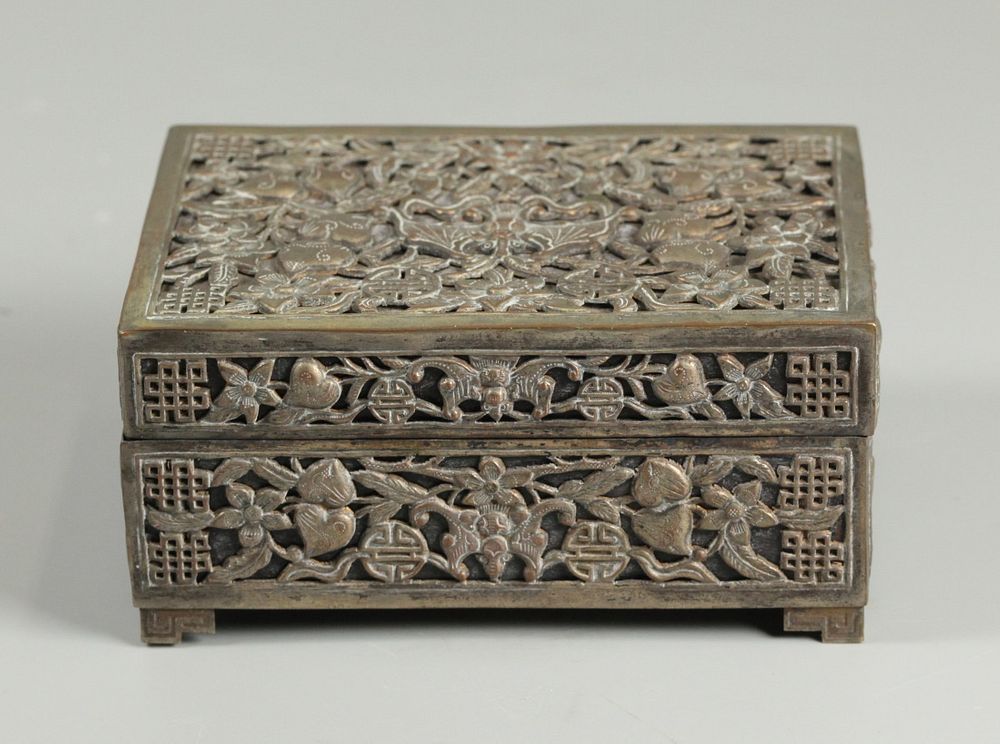 Appraisal: Chinese bronze box in L x in W x in