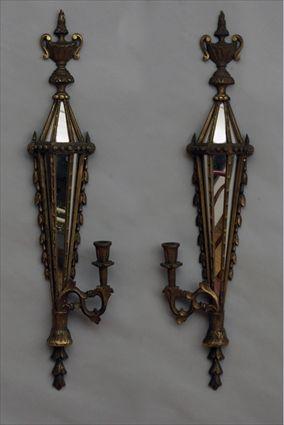 Appraisal: Pair of Giltwood Single-Light Wall Sconces