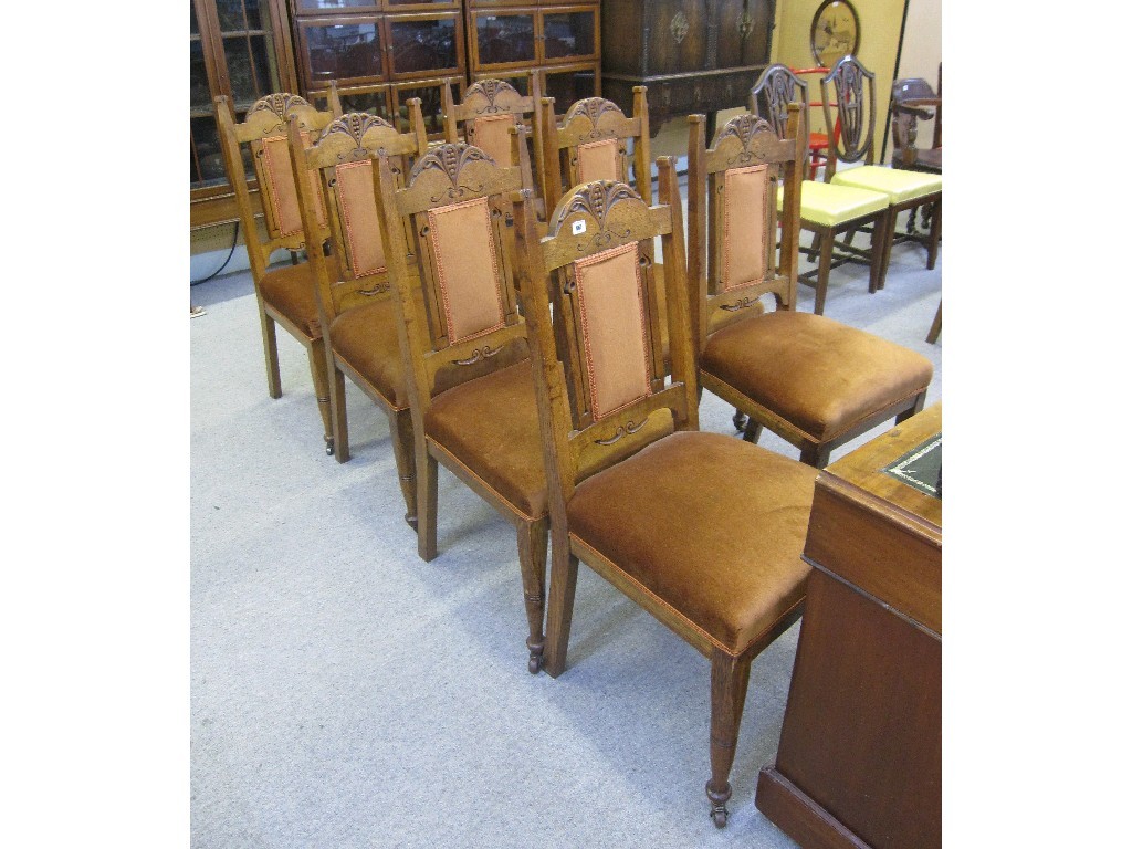 Appraisal: Set of seven Art Nouveau oak dining chairs