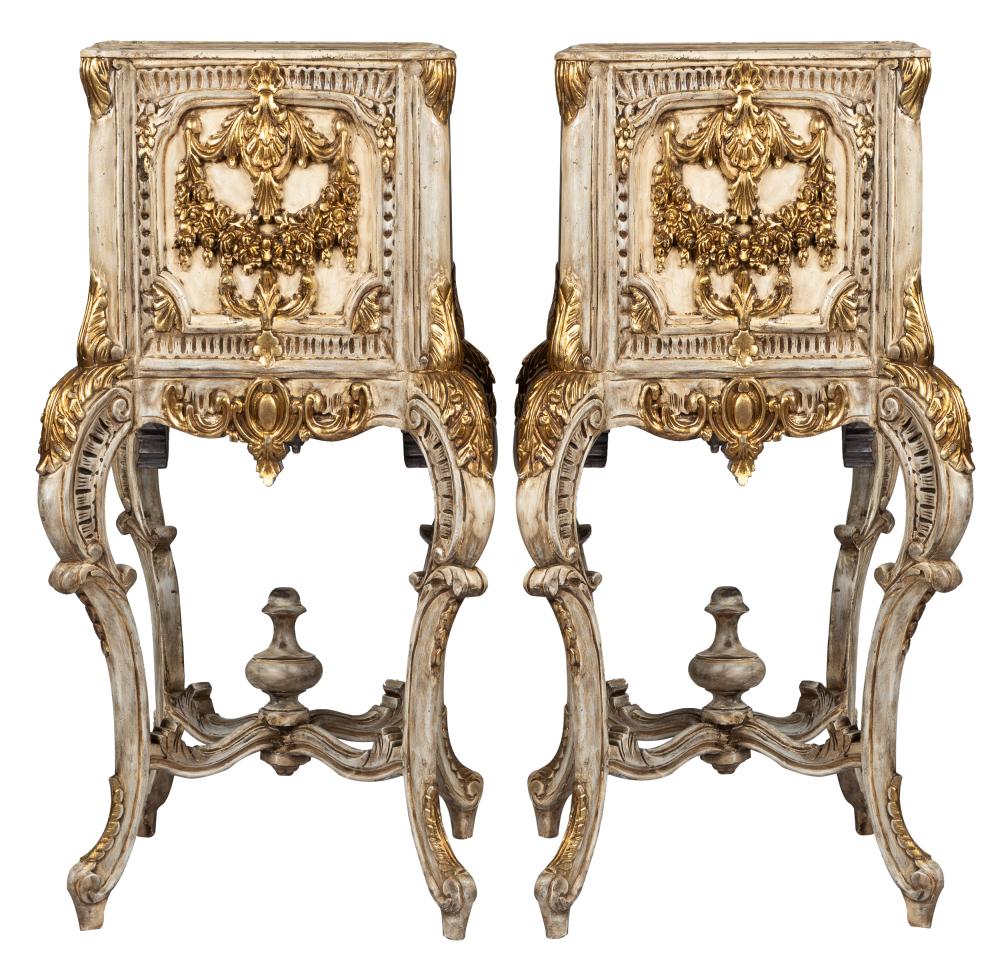 Appraisal: PAIR OF GILT PAINTED WOOD PLANTERSeach with a metal-lined interior