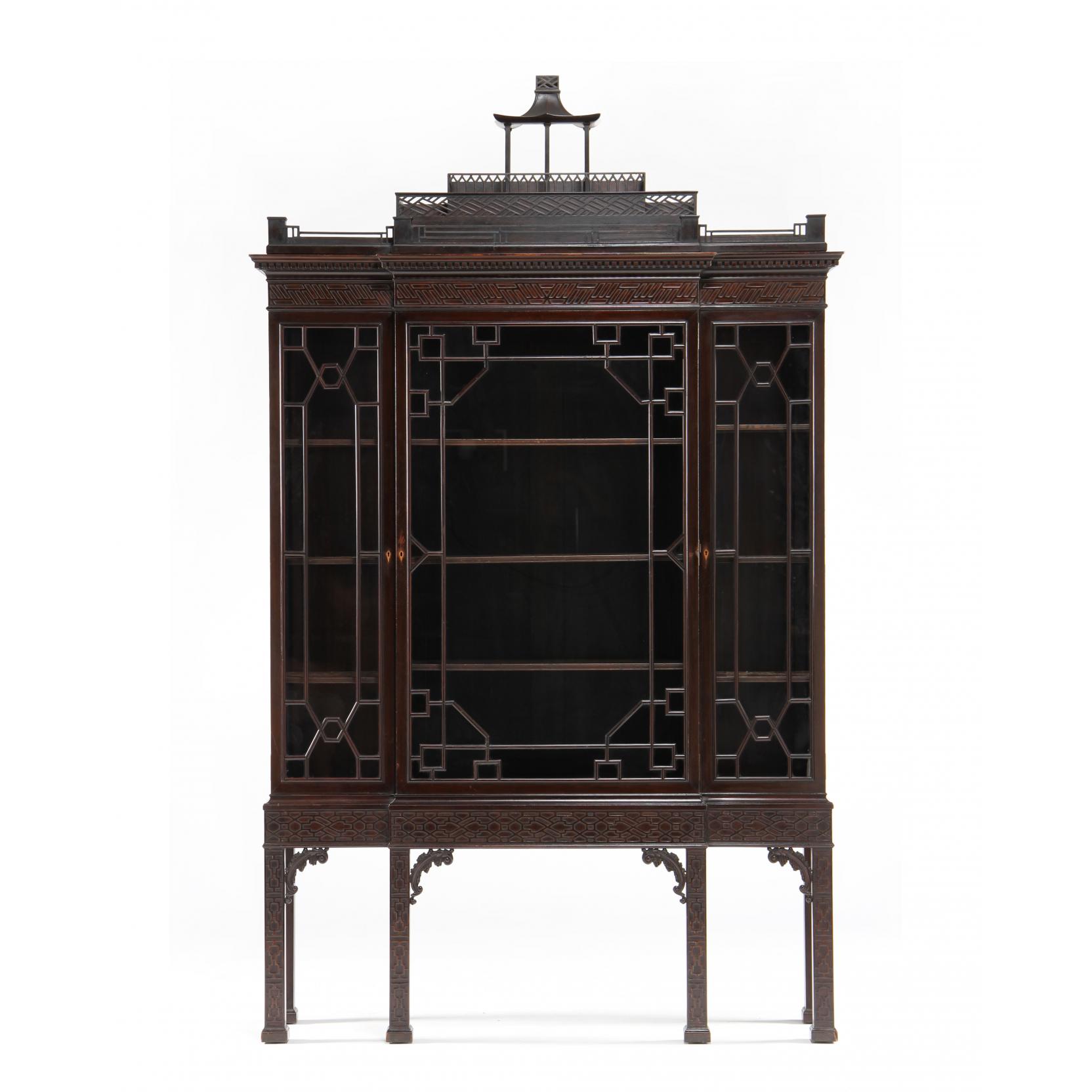 Appraisal: Chinese Chippendale Style Display Cabinet early to mid th century