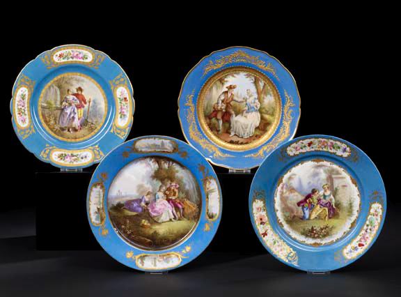 Appraisal: Sevres Porcelain Dinner Plate with later gilding and polychromy the