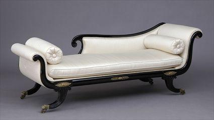 Appraisal: REGENCY EBONIZED AND ORMOLU-MOUNTED RECAMIER Of typical form x x