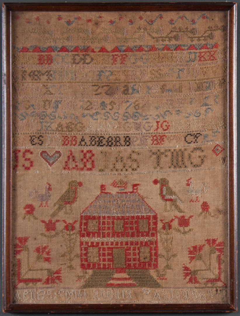 Appraisal: th century American needlework sampler x in framed