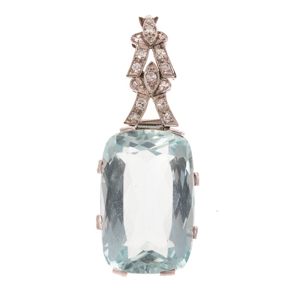 Appraisal: A Ladies Art Deco Aquamarine Diamond Pendant K white gold