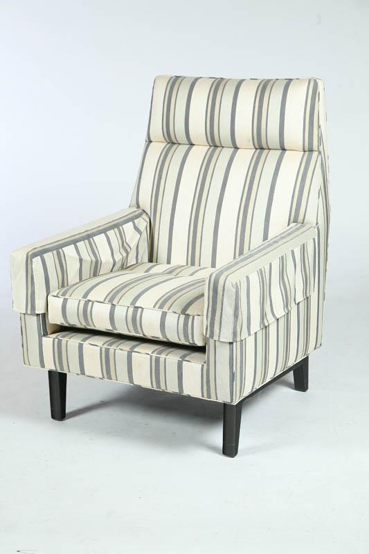 Appraisal: MODERN ARMCHAIR Dunbar Berne Indiana - Retaining its original striped