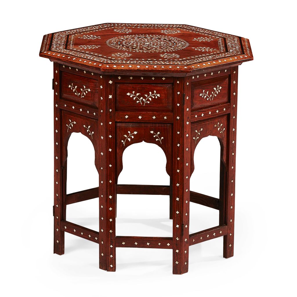 Appraisal: YINDIAN HARDWOOD EBONY AND IVORY INLAID OCTAGONAL TABLE LATE TH