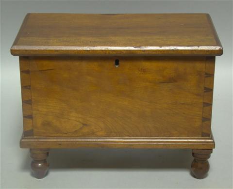 Appraisal: LATE FEDERAL CHERRY AND MINIATURE BLANKET CHEST h w d