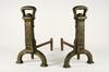 Appraisal: ANDIRONS - Pair of Arts Crafts period solid brass andirons