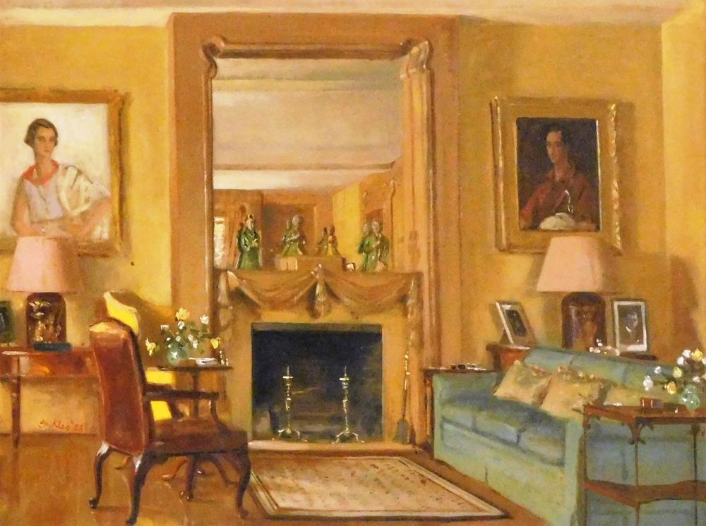 Appraisal: Aaron Abraham Shikler American - Room Interior with Portraits oil