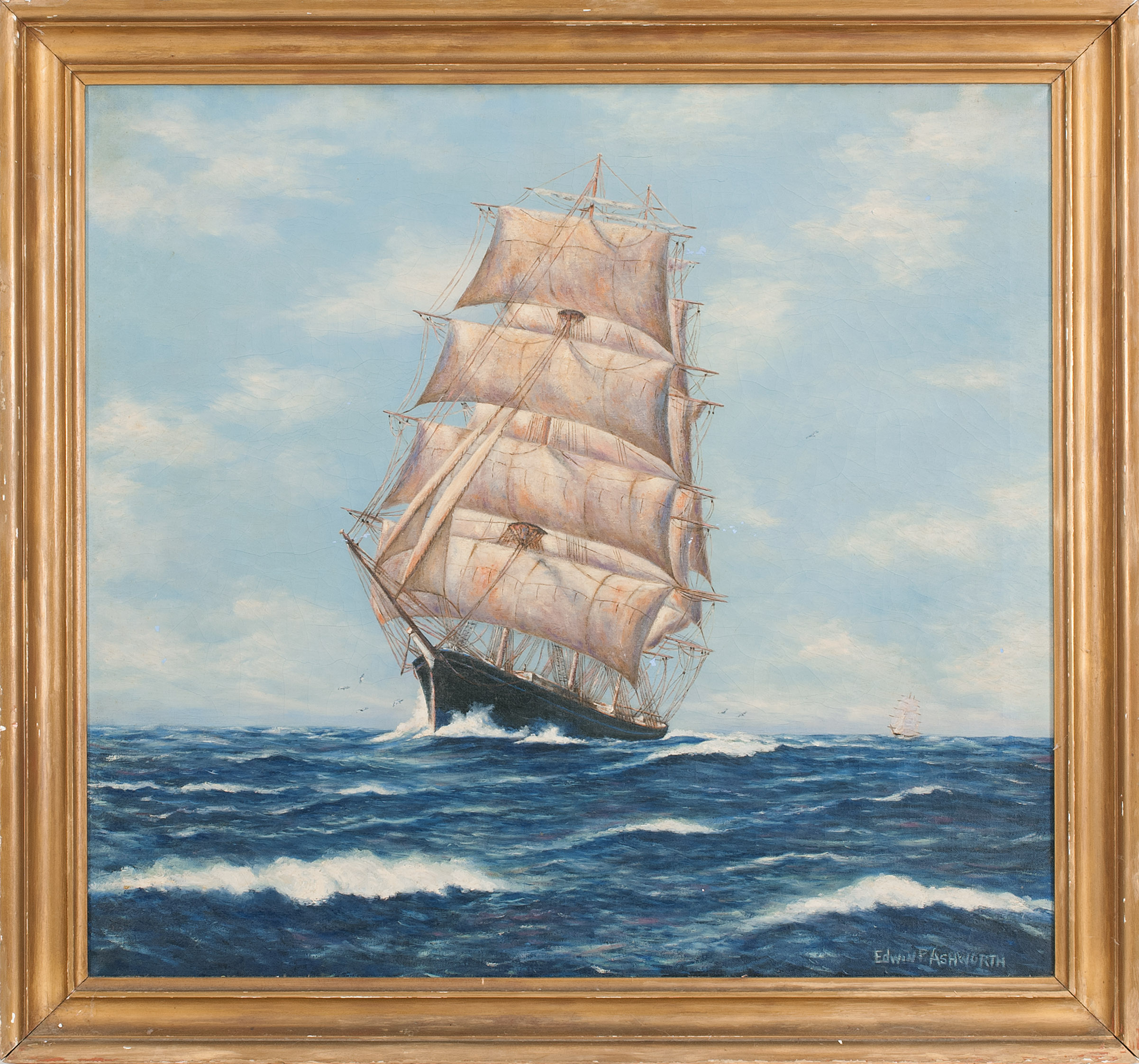 Appraisal: AMERICAN SCHOOLEarly th CenturyA clipper ship running before the wind