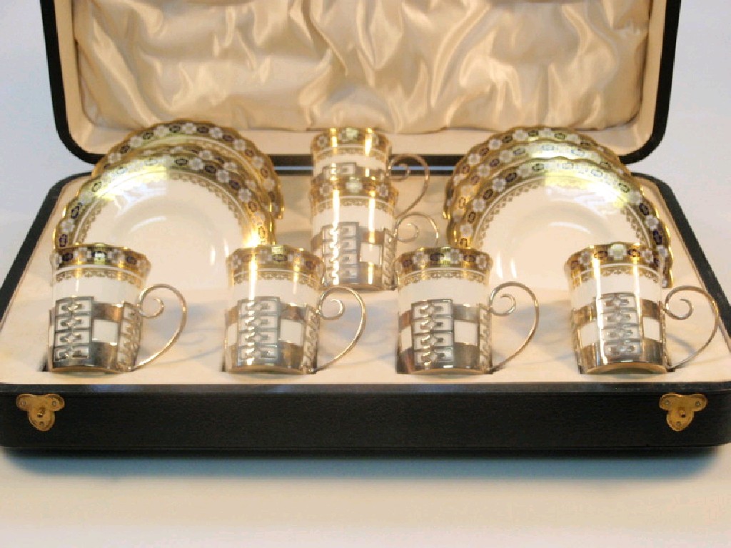 Appraisal: An Aynsley bone china coffee set comprising six coffee cans