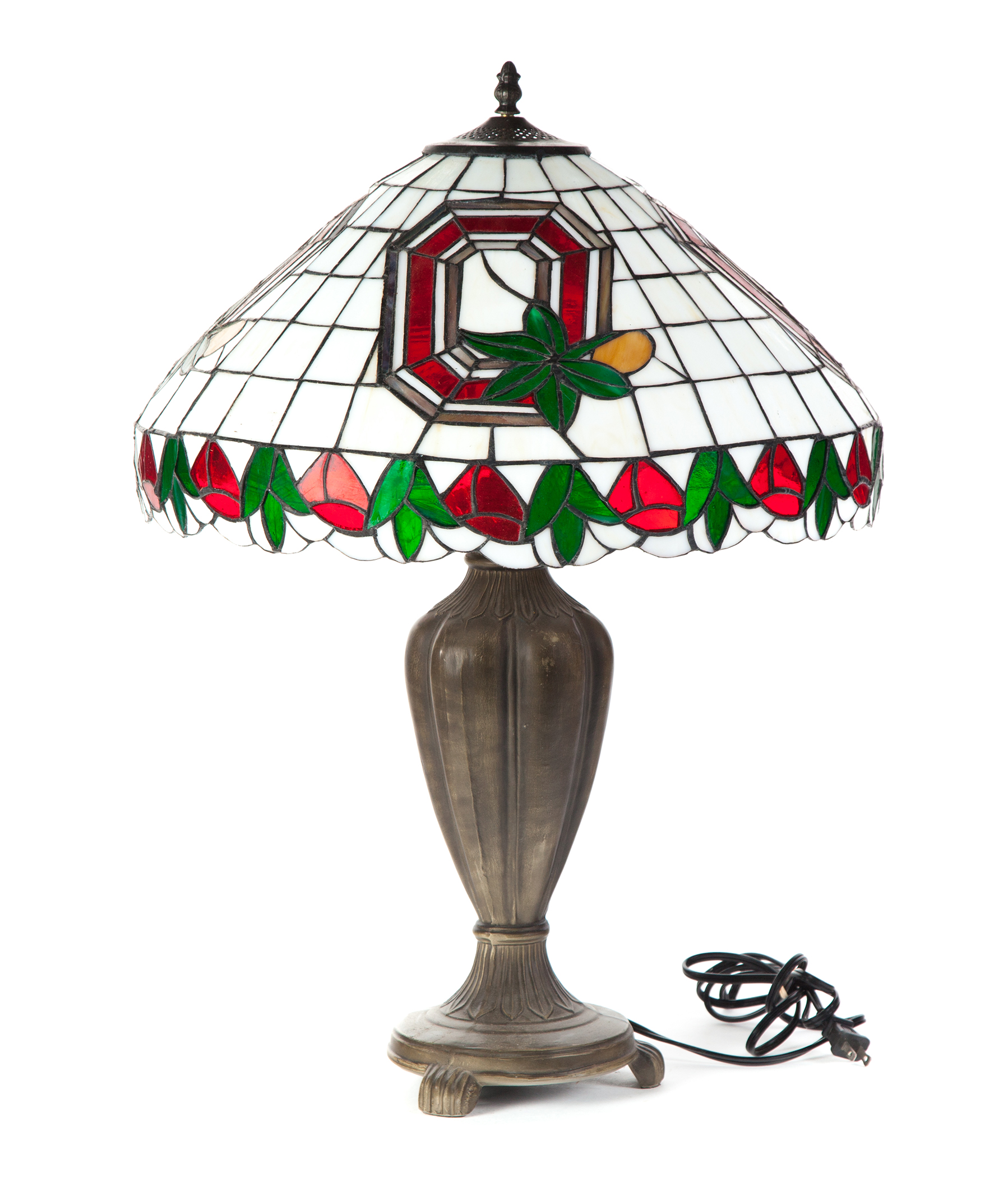 Appraisal: OHIO STATE UNIVERSITY LEADED GLASS TABLE LAMP Late th century