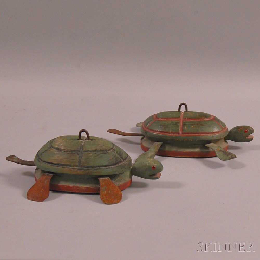 Appraisal: Two Carved and Painted Wood and Sheet Iron and Copper