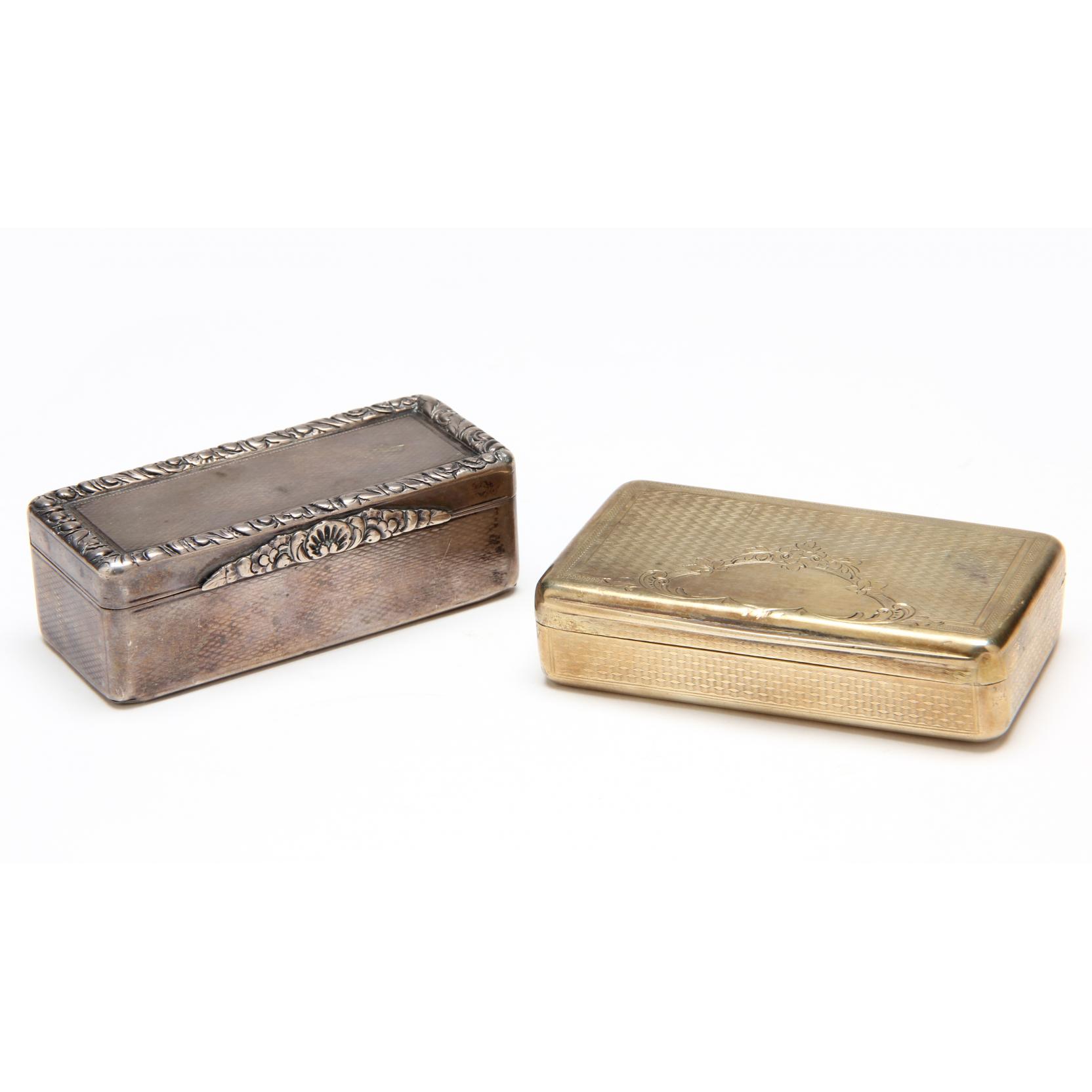 Appraisal: Two Antique Continental Silver Snuff Boxes early th century both