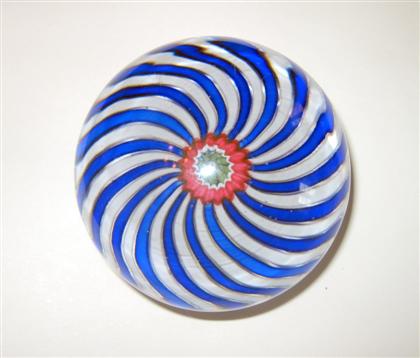 Appraisal: Antique Clichy blue and white swirl paperweight th century