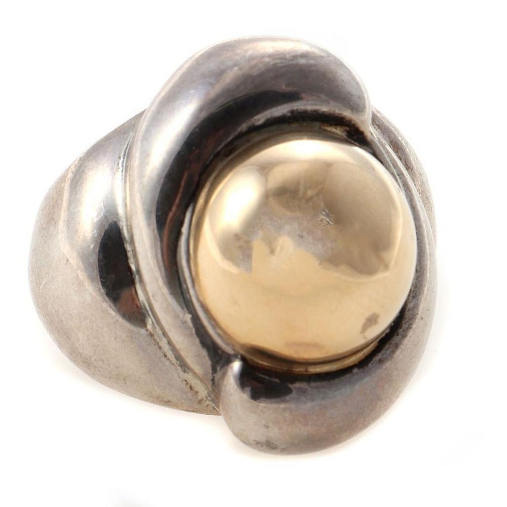 Appraisal: Sterling silver k gold ring gross weight grams size denting