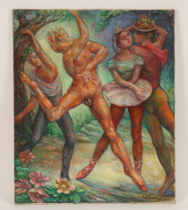 Appraisal: Robert Lohman American - Dancers in the forest with male