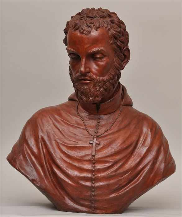 Appraisal: ATTRIBUTED TO FELICE PALMA BUST OF A PRIEST Terracotta modeled