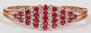 Appraisal: ROSE GOLD AND CT RUBY AND DIAMOND BANGLE BRACELET KT