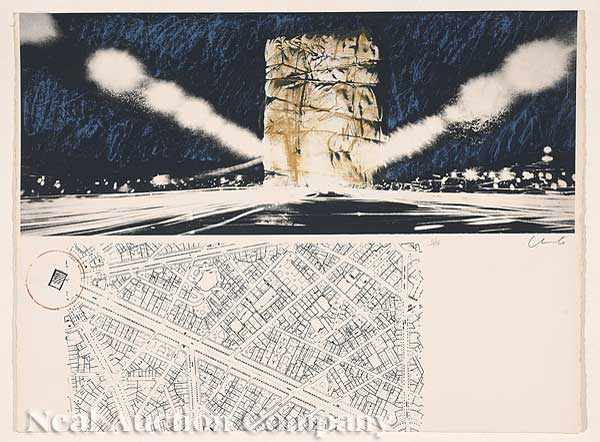 Appraisal: Christo Bulgarian America b Wrapped Arc de Triomphe color lithograph