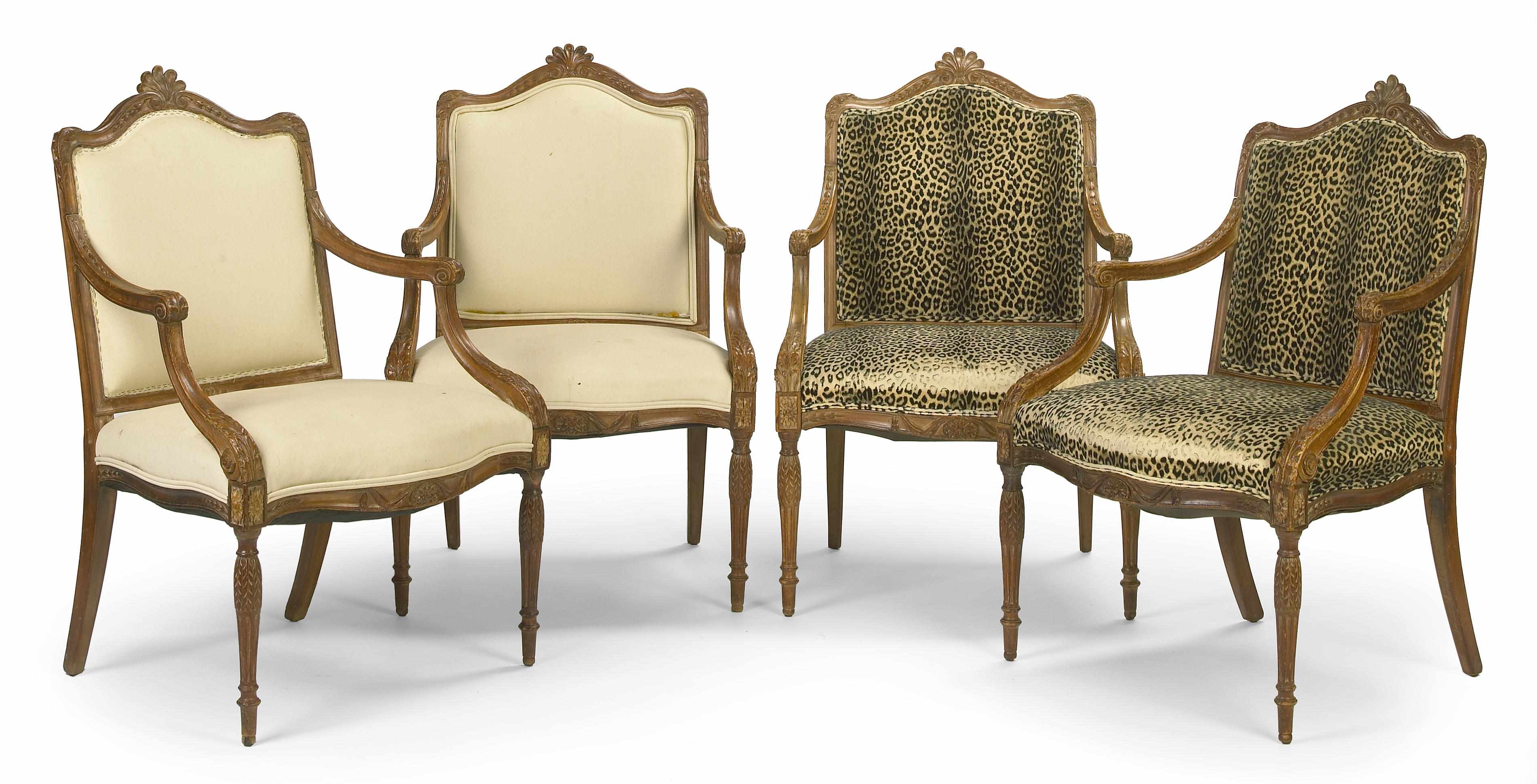 Appraisal: A good set of four George III carved beechwood armchairs