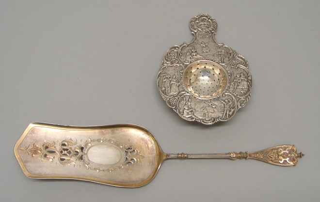 Appraisal: Lot of two One Copenhagen silver serving piece gold wash