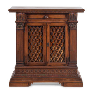 Appraisal: An Italian Baroque Style Walnut Cabinet First Half th Century