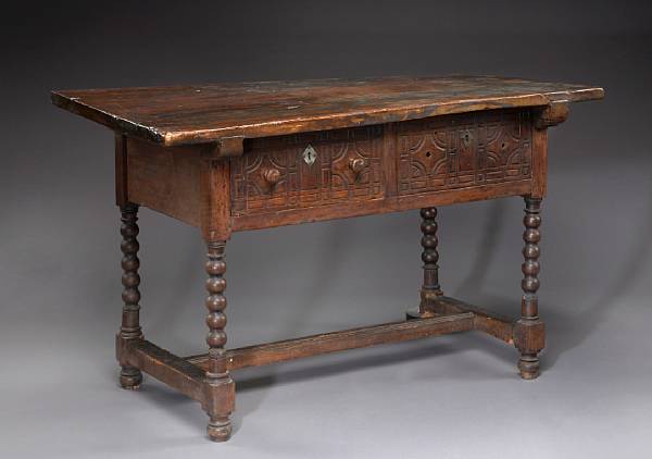 Appraisal: A Spanish Baroque library table early th century The rectangular