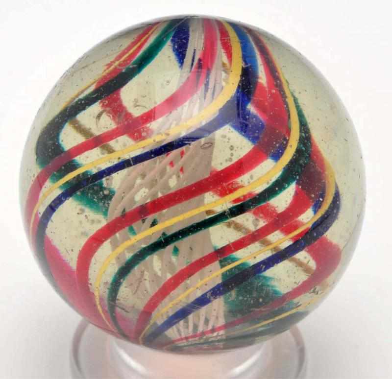 Appraisal: Large Tornado Twist White Latticino Swirl Marble Description Tornado twist