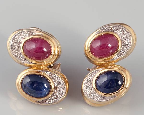 Appraisal: A pair of gem-set diamond and k gold earrings g