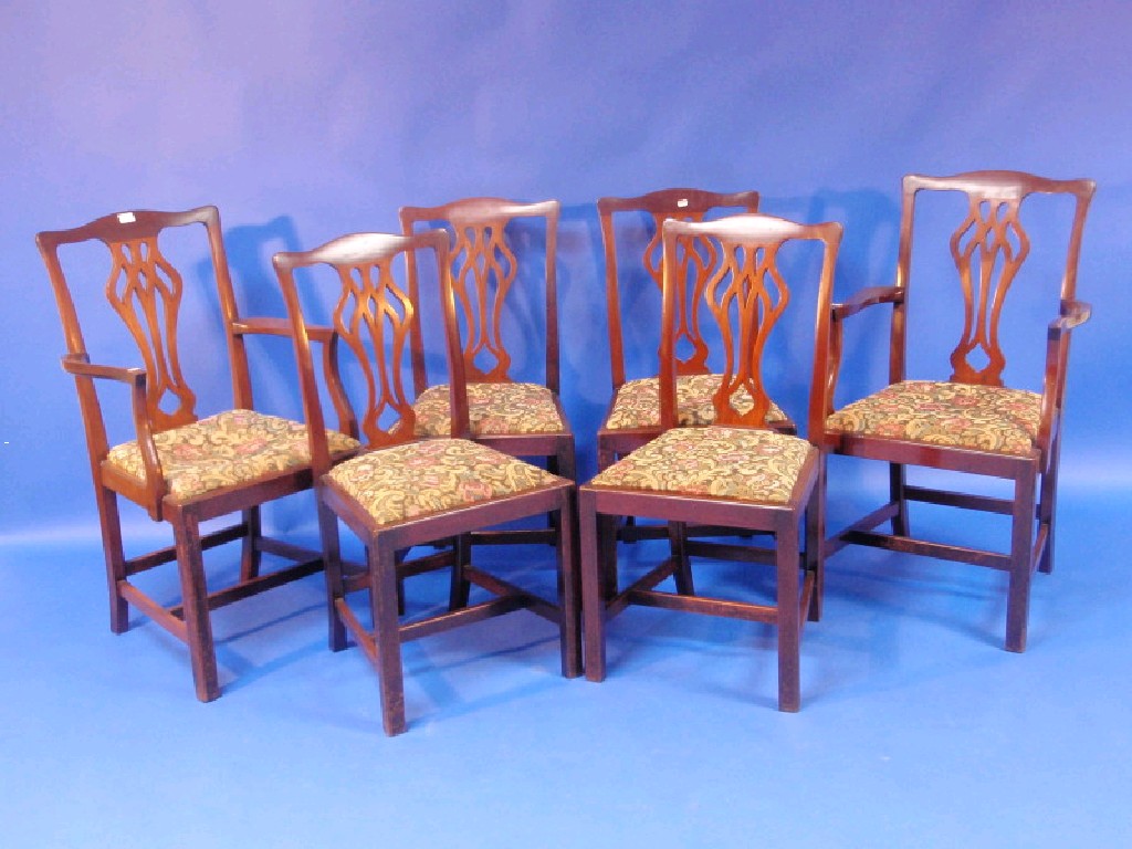 Appraisal: A set of six late thC mahogany dining chairs in