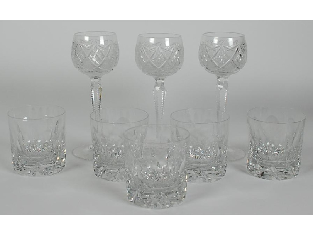 Appraisal: SET OF FIVE TUDOR HEAVY CUT GLASS WHISKY TUMBLERS with