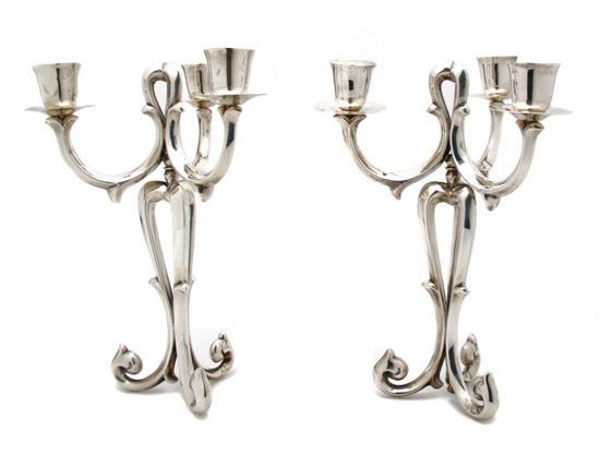 Appraisal: Pair of American Sterling Silver Three-Light Candelabra Lafayette in the