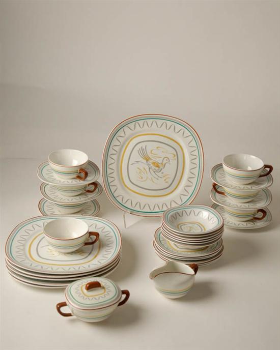 Appraisal: Walter Dorwin Teague -piece China Set with prairie chicken pattern