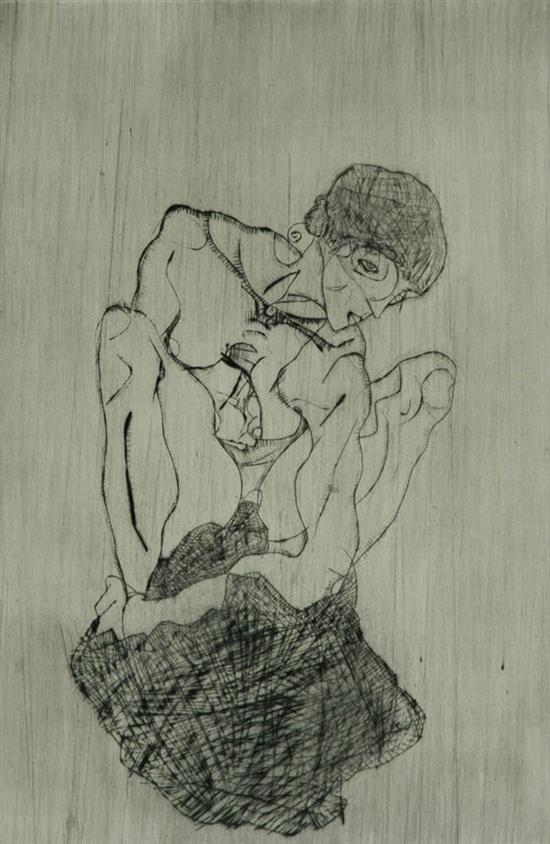 Appraisal: Egon Schiele - Sorrow Kallir G b Etching in green