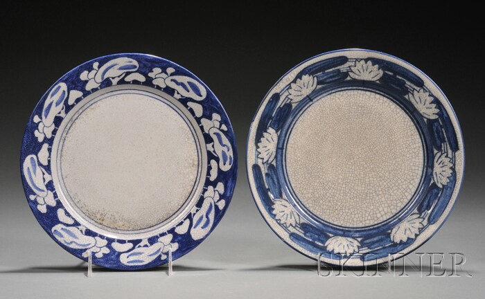 Appraisal: Two Dedham Pottery Dinner Plates Decorated earthenware Dedham Massachusetts -