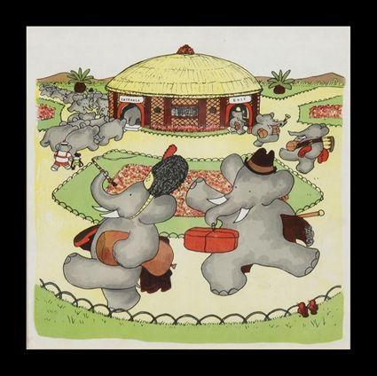 Appraisal: AFTER JEAN DE BRUNHOFF - THREE BABAR PRINTS Color lithographs