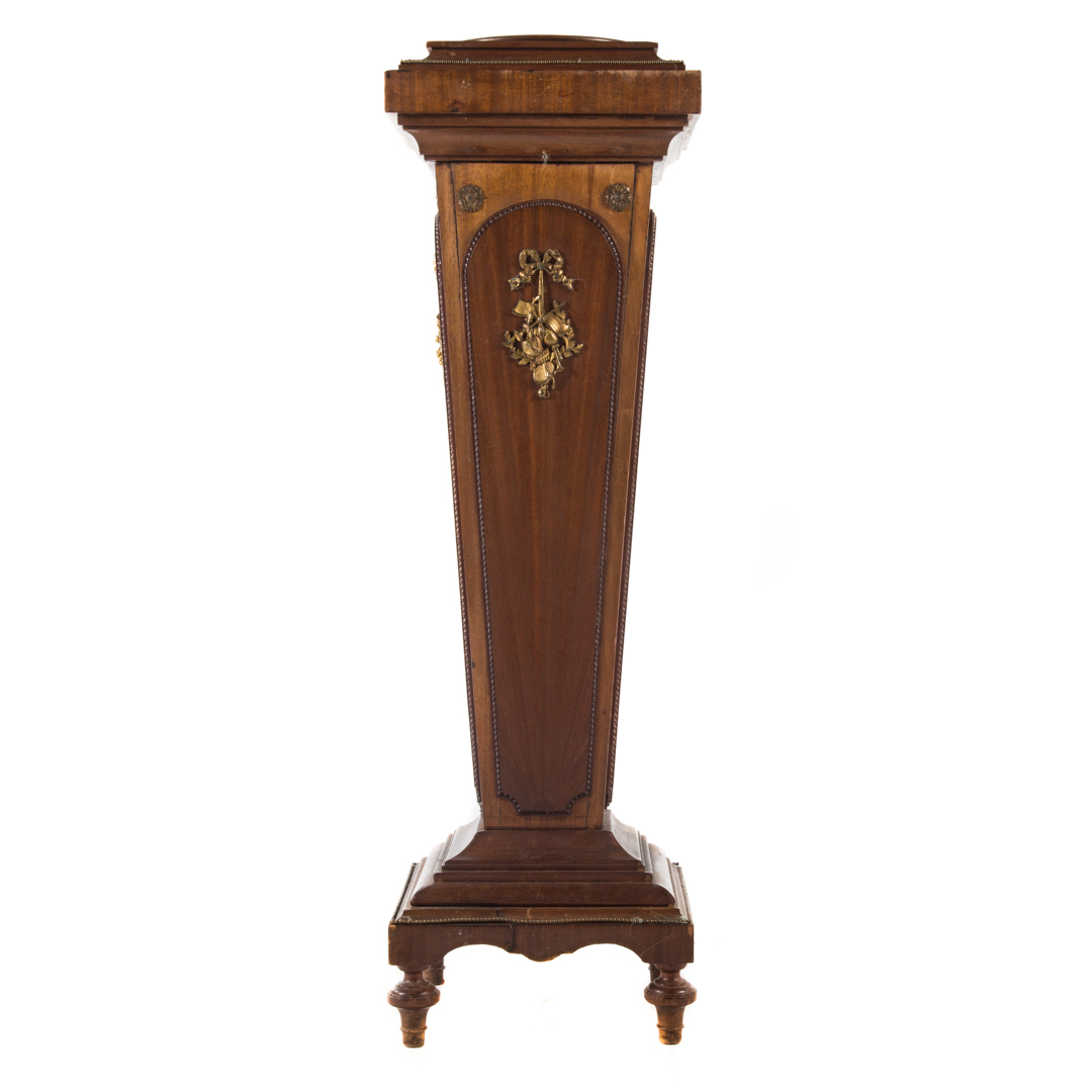 Appraisal: Neoclassical style mahogany pedestal gilt-metal mounted in H in Sq