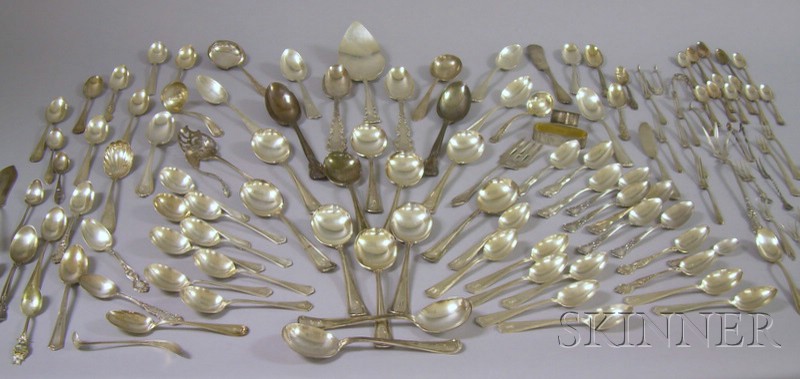 Appraisal: Large Group of Assorted Sterling and Coin Silver Flatware Gorham